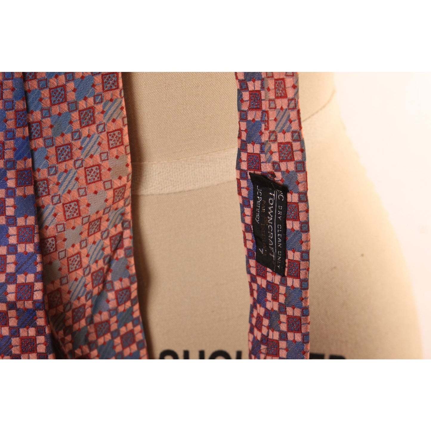 1970s Blue and Pink Pattern Ombre Fade Polyester Wide Necktie Tie by Towncraft by JCPenney