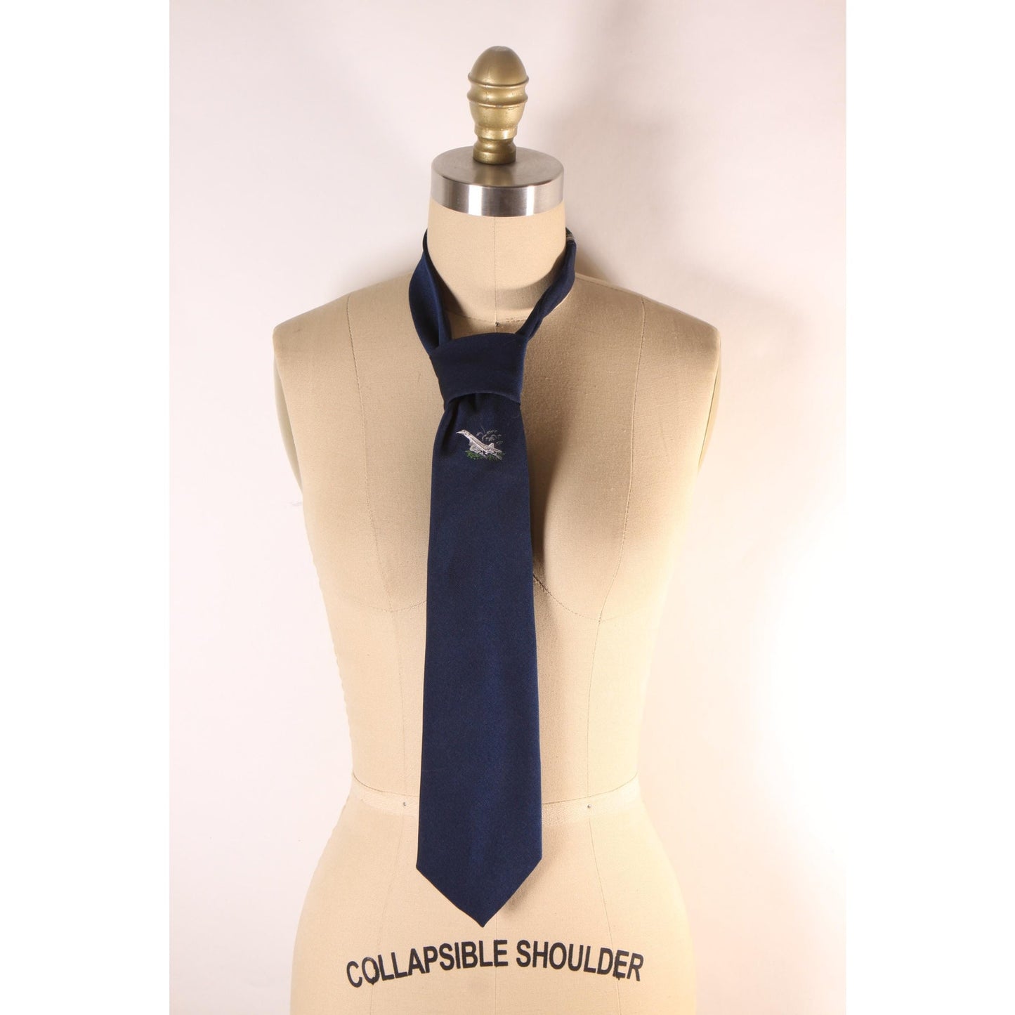 1970s Navy Blue and White Novelty Pilot Flying Plane Necktie Tie by P.L. Sells