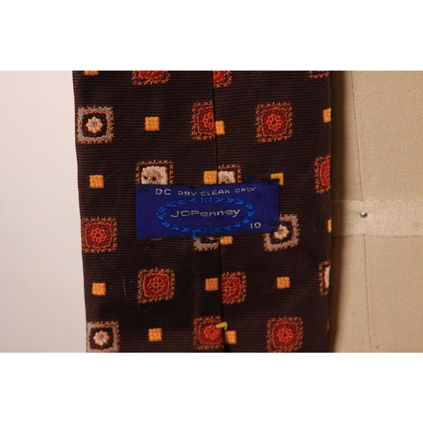 1970s Dark Brown, Orange and Tan Geometric Wide Necktie Tie by JCPenney