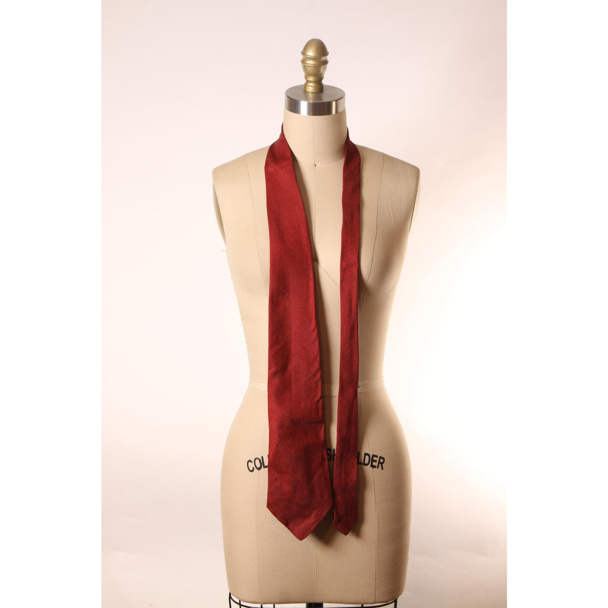1970s Dark Red Burgundy Dacron Polyester Wide Necktie Tie