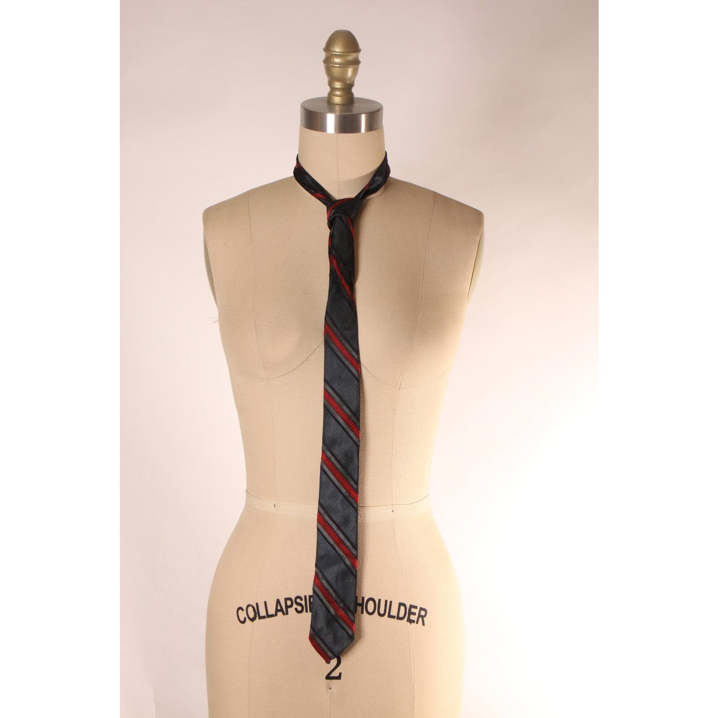 1950s Navy Blue and Red Striped Necktie Tie