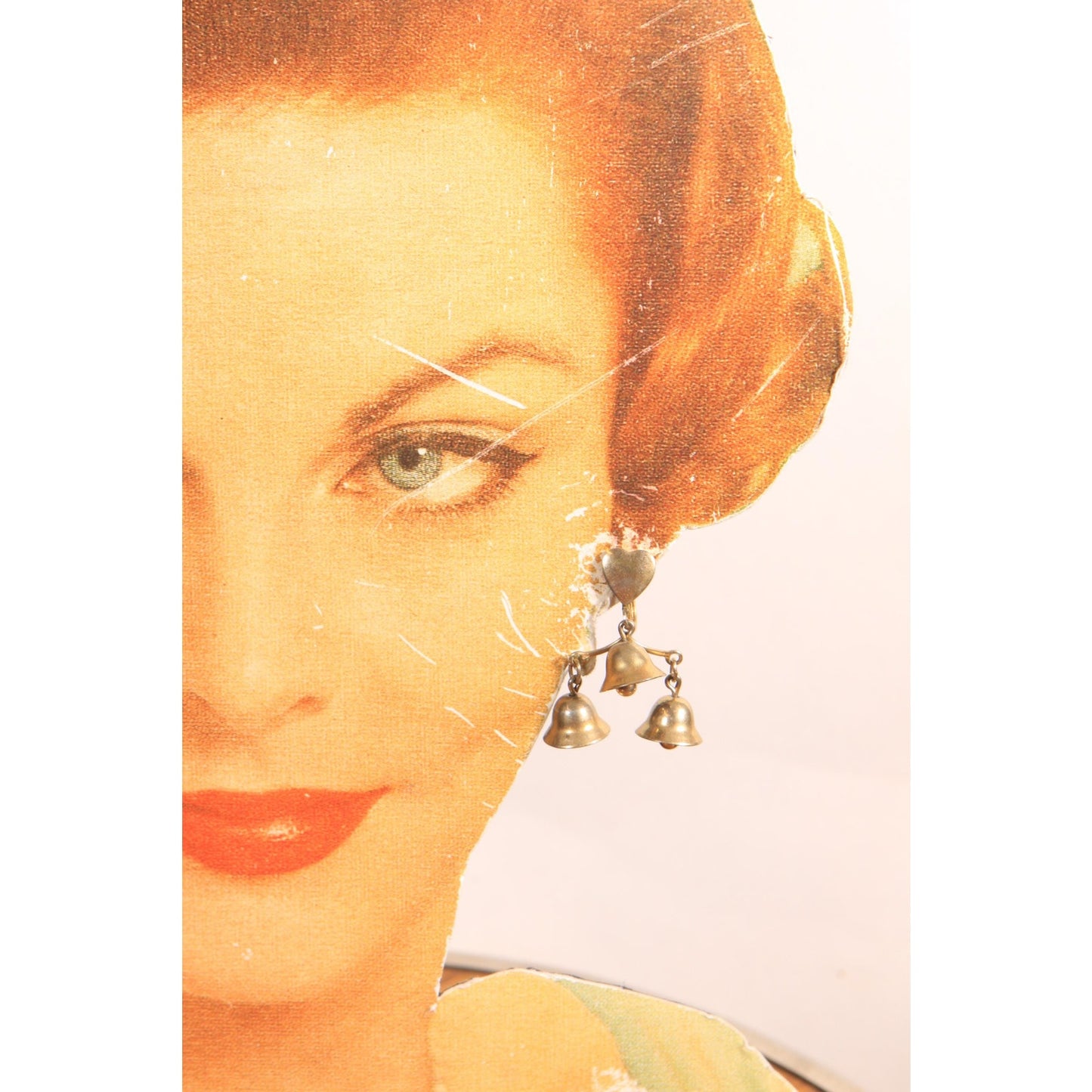 1950s Silver Tone Metal Novelty Wedding Bridal Bells Dangle Screw Back Earrings