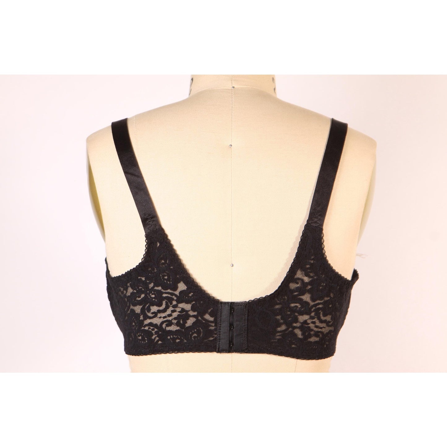1980s Sheer Black Lace Floral Detail Bra by Bali-38C