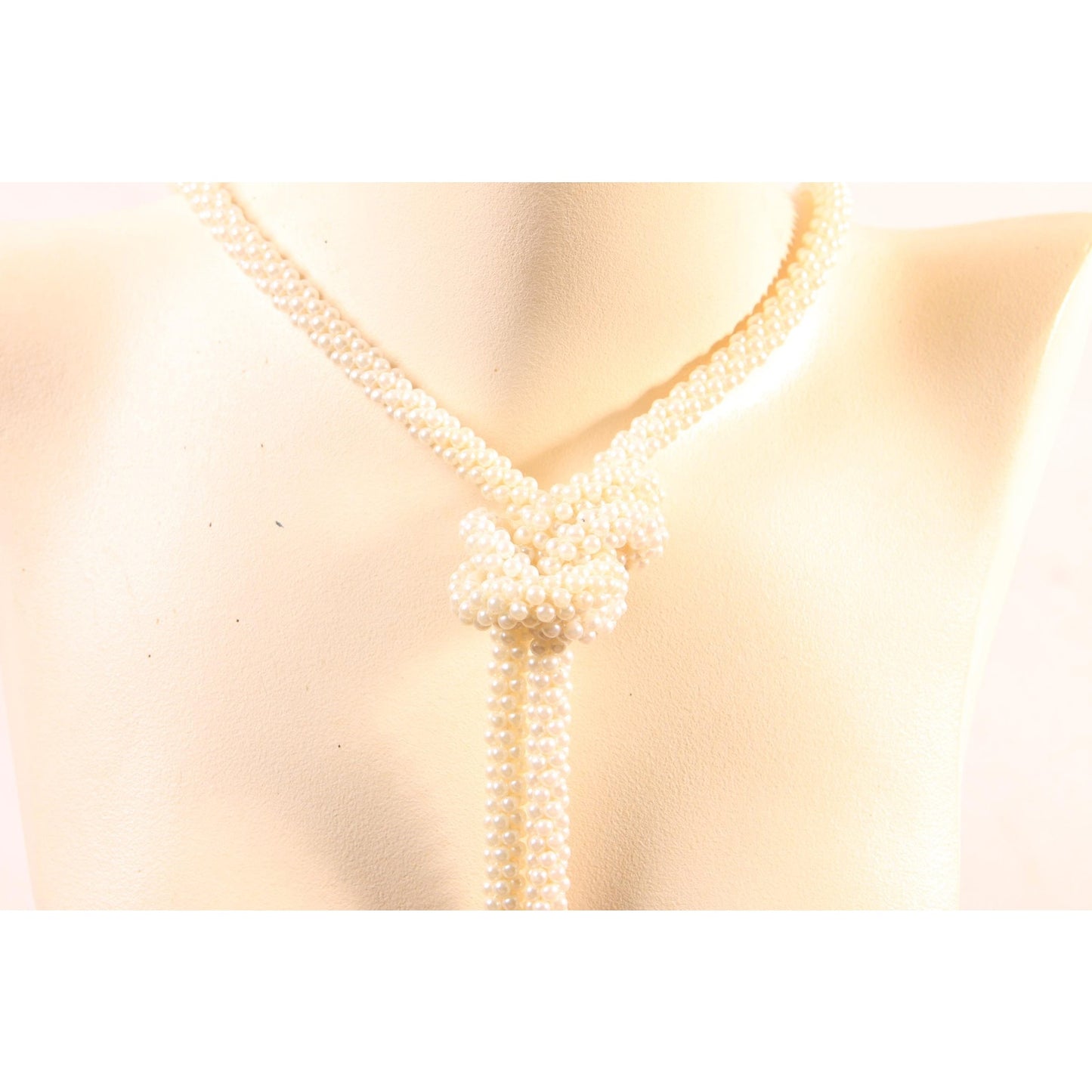 1980s Does 1920s Faux Pearl Beaded Flapper Style Necklace