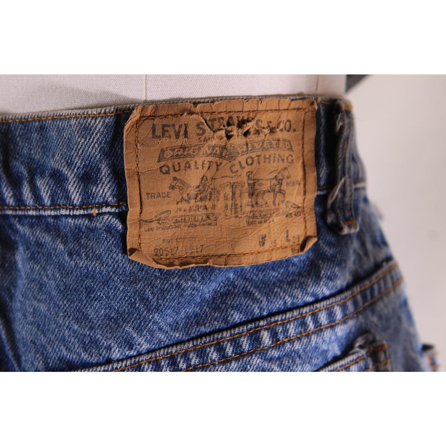 1970s 1980s Blue Denim 517 Mens Orange Tab Jeans by Levi's - 36x29