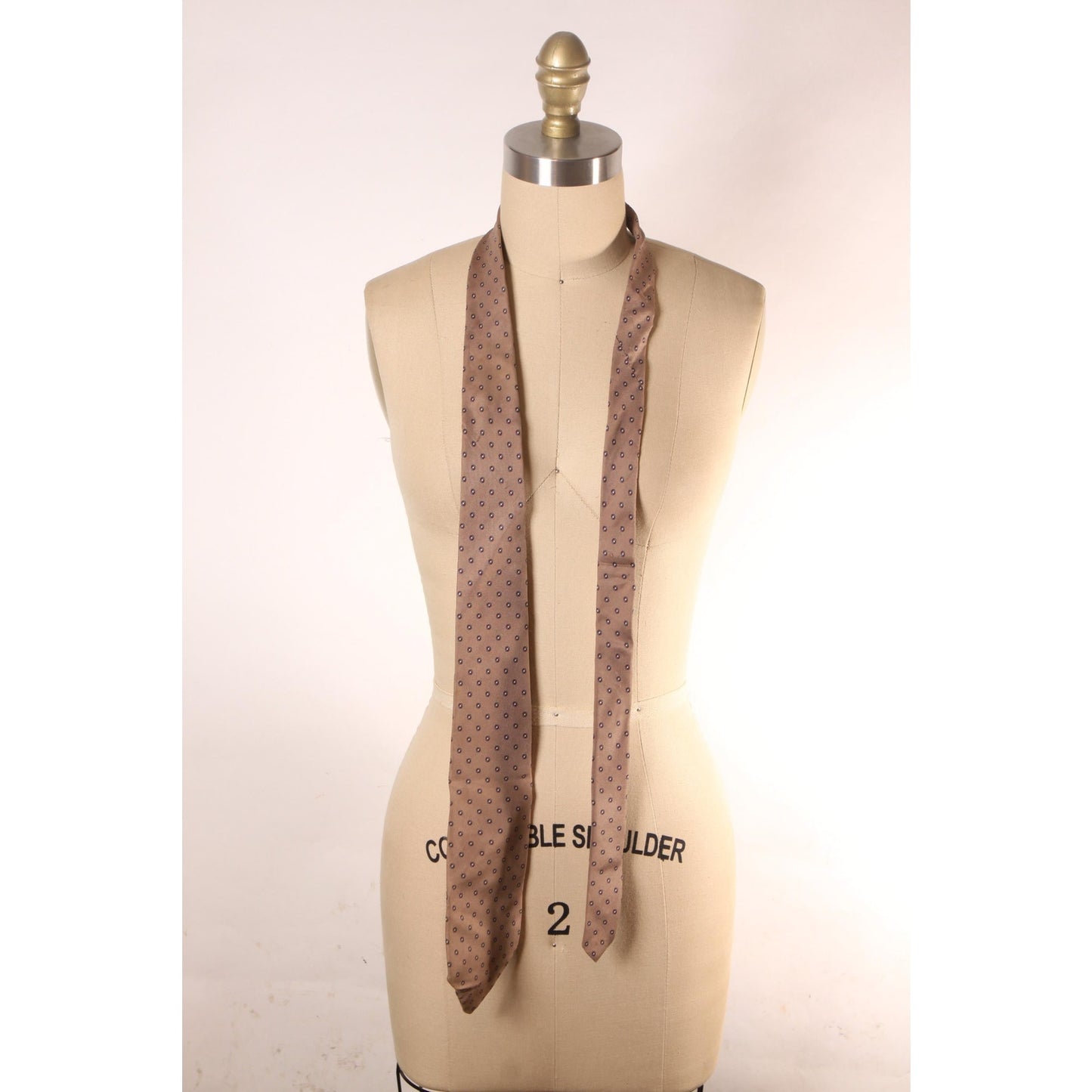 1980s Gray Tan, Blue and Red Circle Necktie Tie by Christian Dior