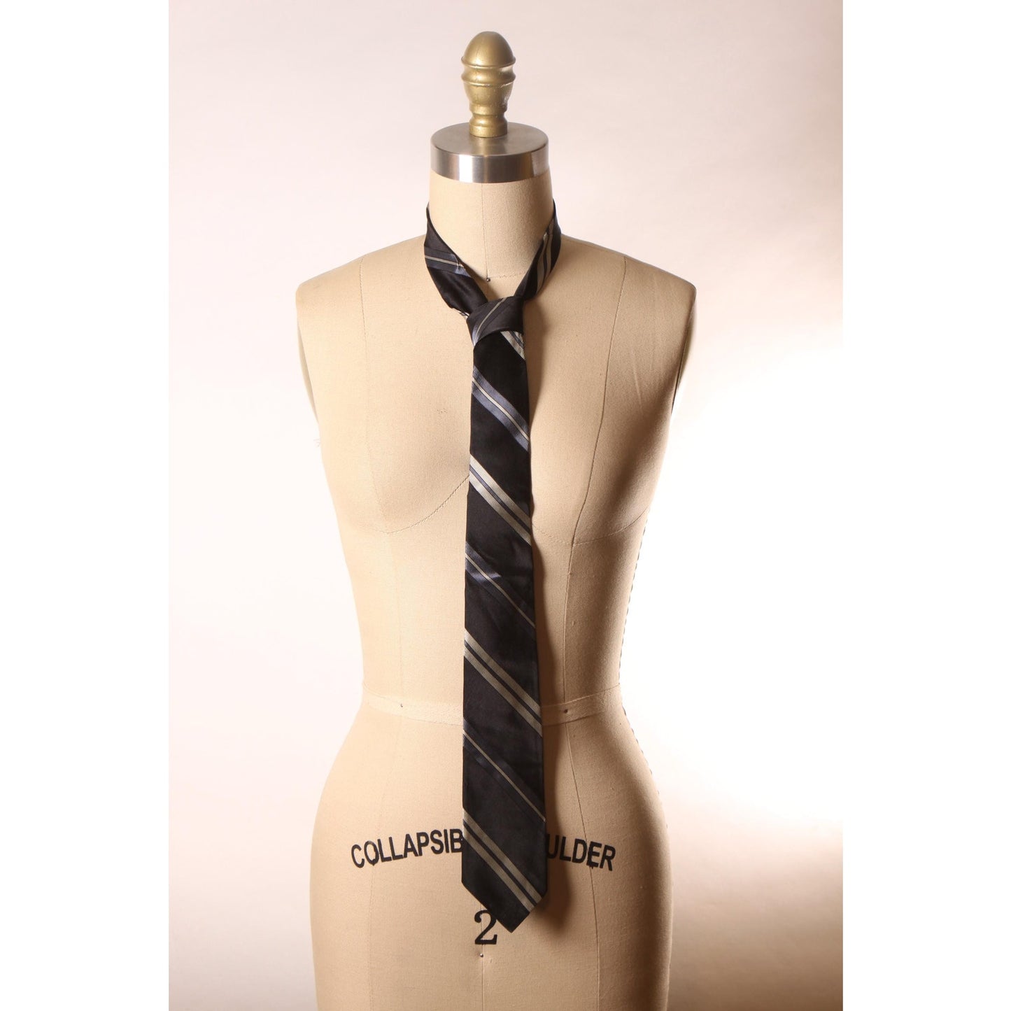 1950s Black, Blue and White Striped Necktie Tie by Superba Mark-X