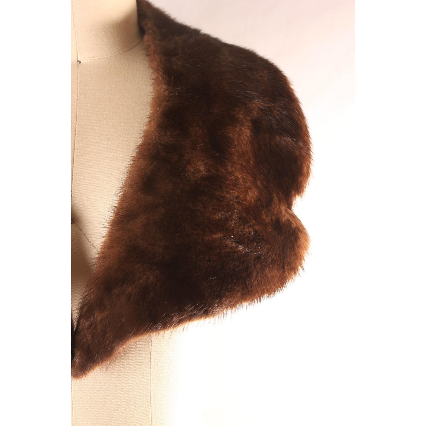 1950s Dark Brown Mink Fur Bib Collar