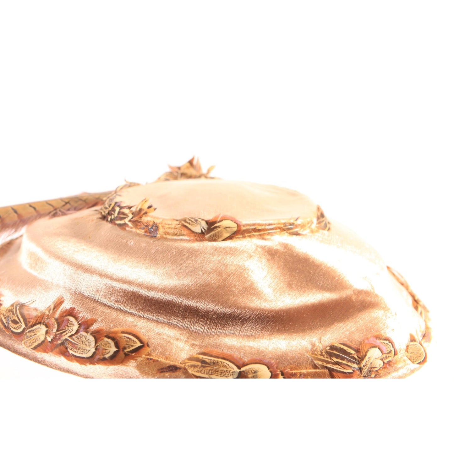 1940s Brown Velvet Pheasant Feather Wide Brim Hat by Win Wagoner