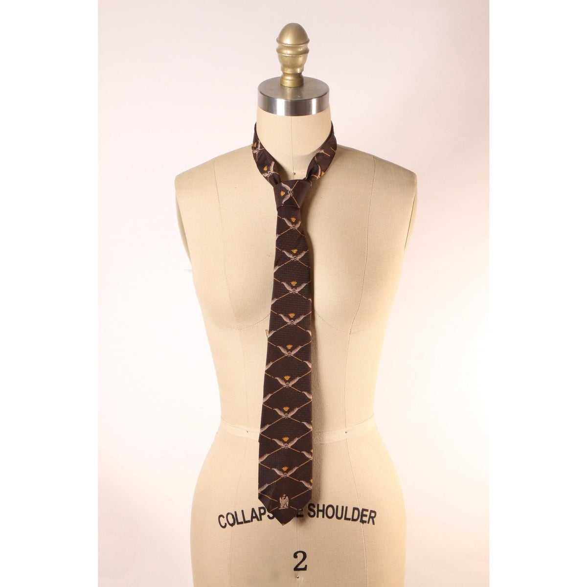 1970s Brown and Tan Patterned Necktie Tie by Christian Dior
