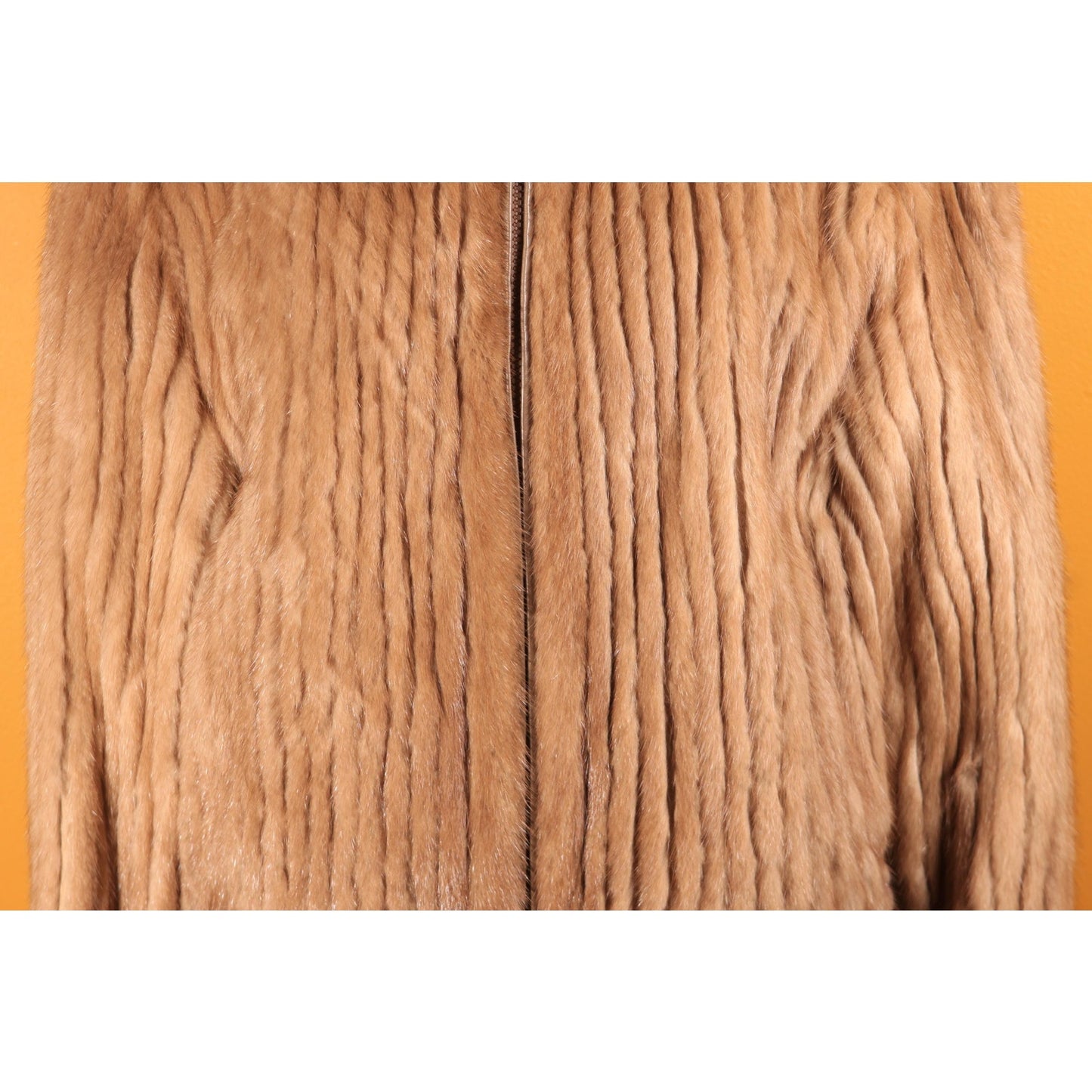 1980s Brown Mink Fur and Tan Leather Reversible Bomber Jacket Coat -M-L