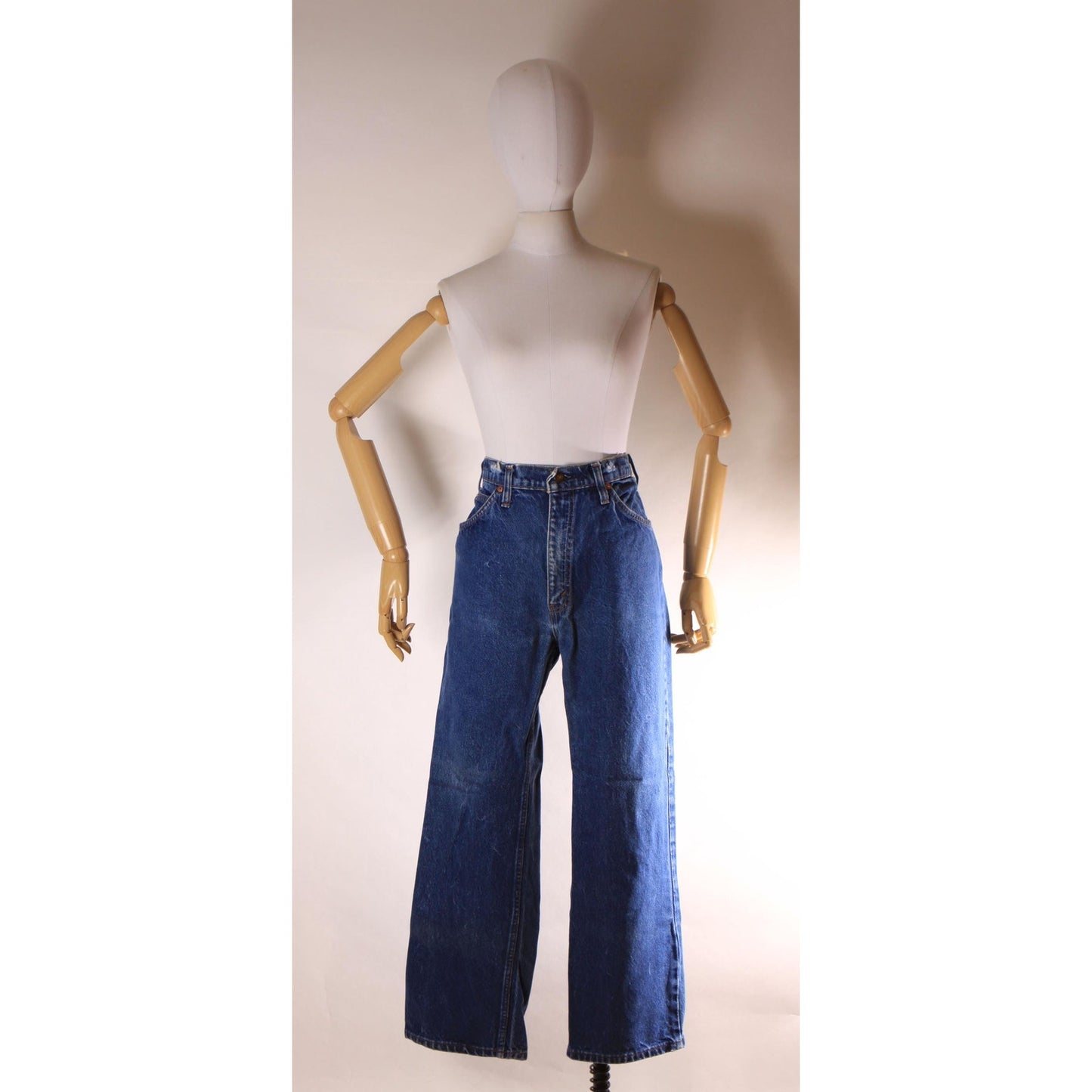 1980s Blue Denim 517 Mens Orange Tab Jeans by Levi's - 36x29
