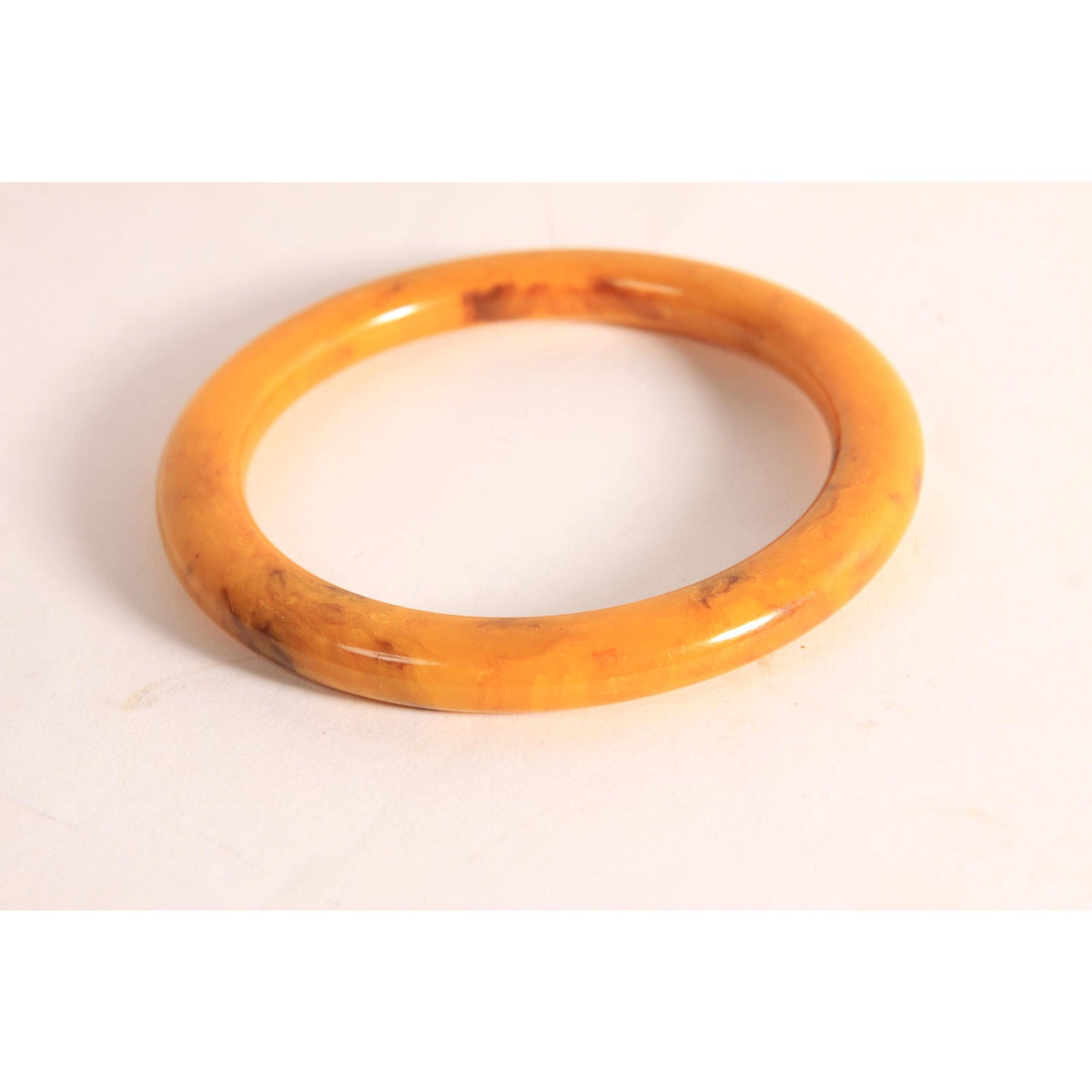 1940s 1950s Butterscotch Swirl Yellow and Brown Bakelite Bangle Bracelet