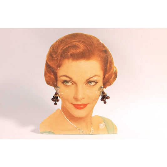 1970s Brown and Brass Tone Beaded Dangling Clip On Earrings