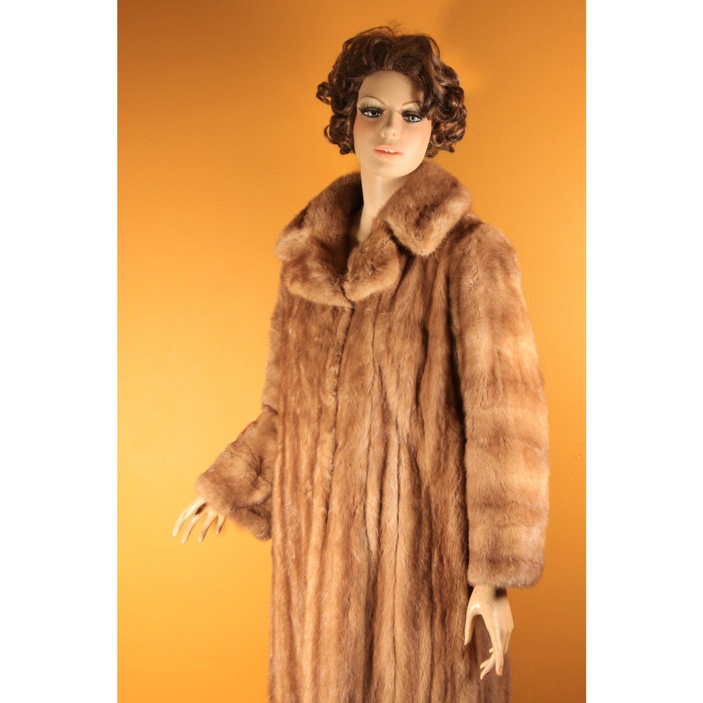 1950s Honey Brown Long Sleeve Mink Fur Coat by Paul Klink Furs -L