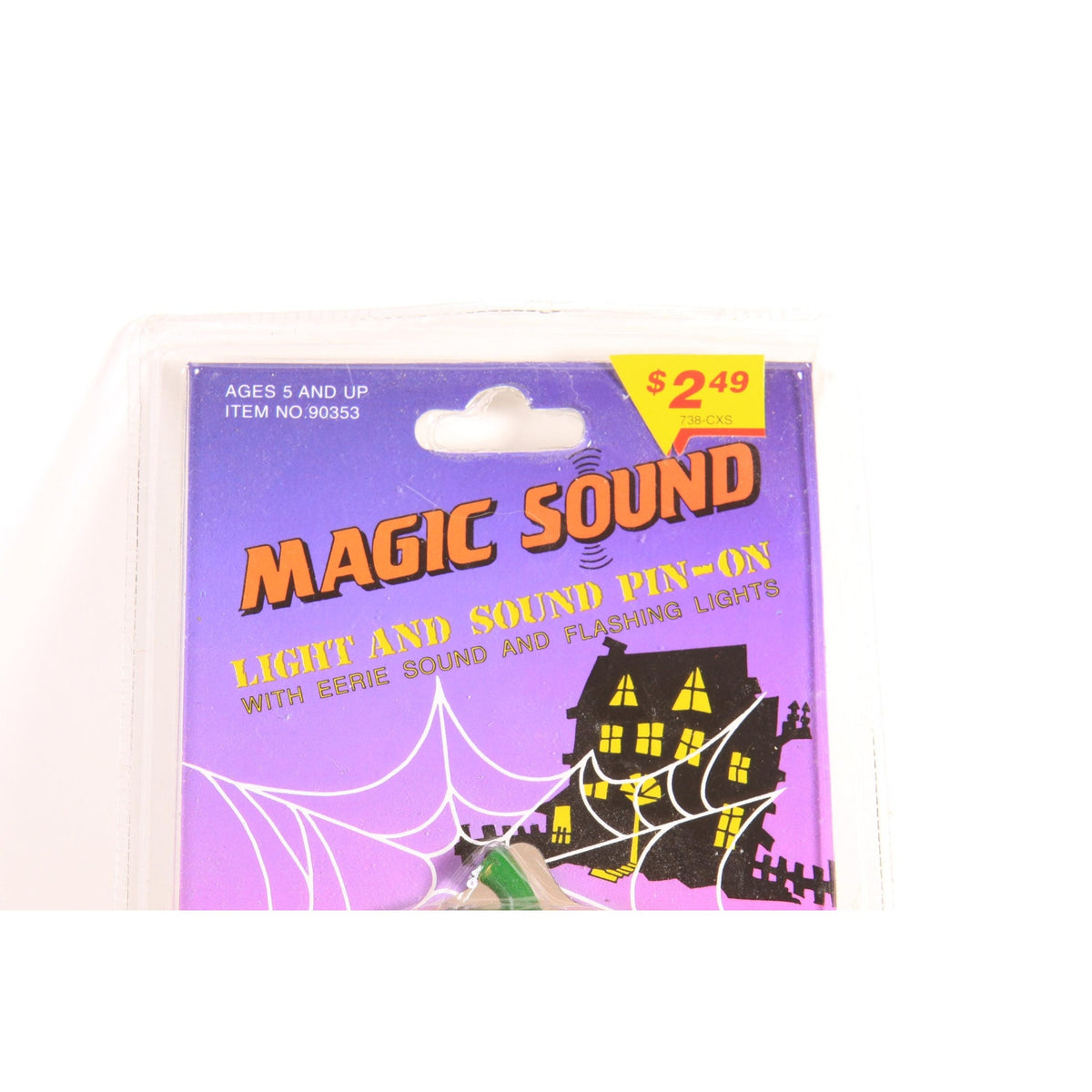 Deadstock 1990s Novelty Halloween Light and Sound Jackolantern Pumpkin Brooch Pin by Toyorama
