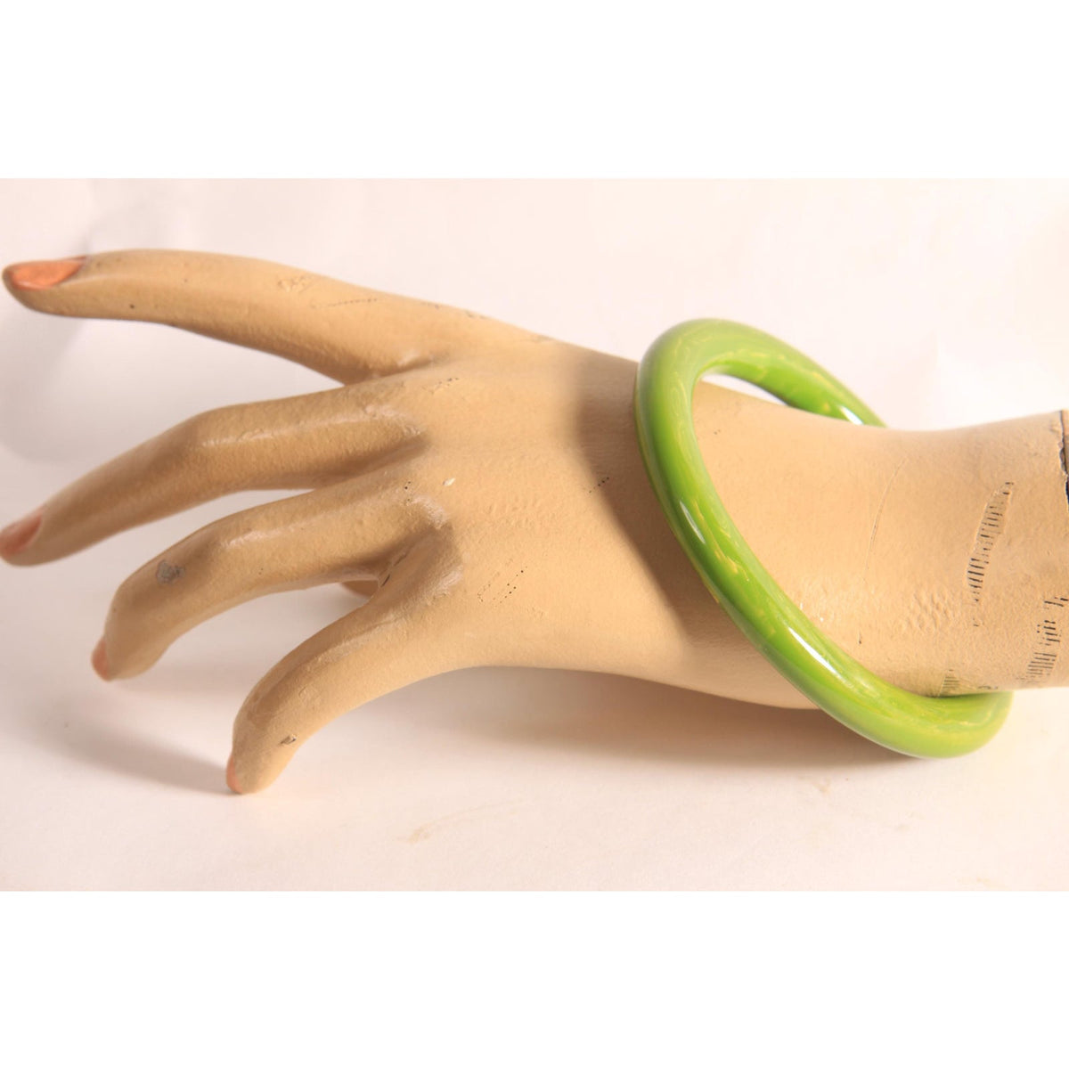 1940s 1950s Creamed Spinach Green and Yellow End of Day Bakelite Bangle Bracelet