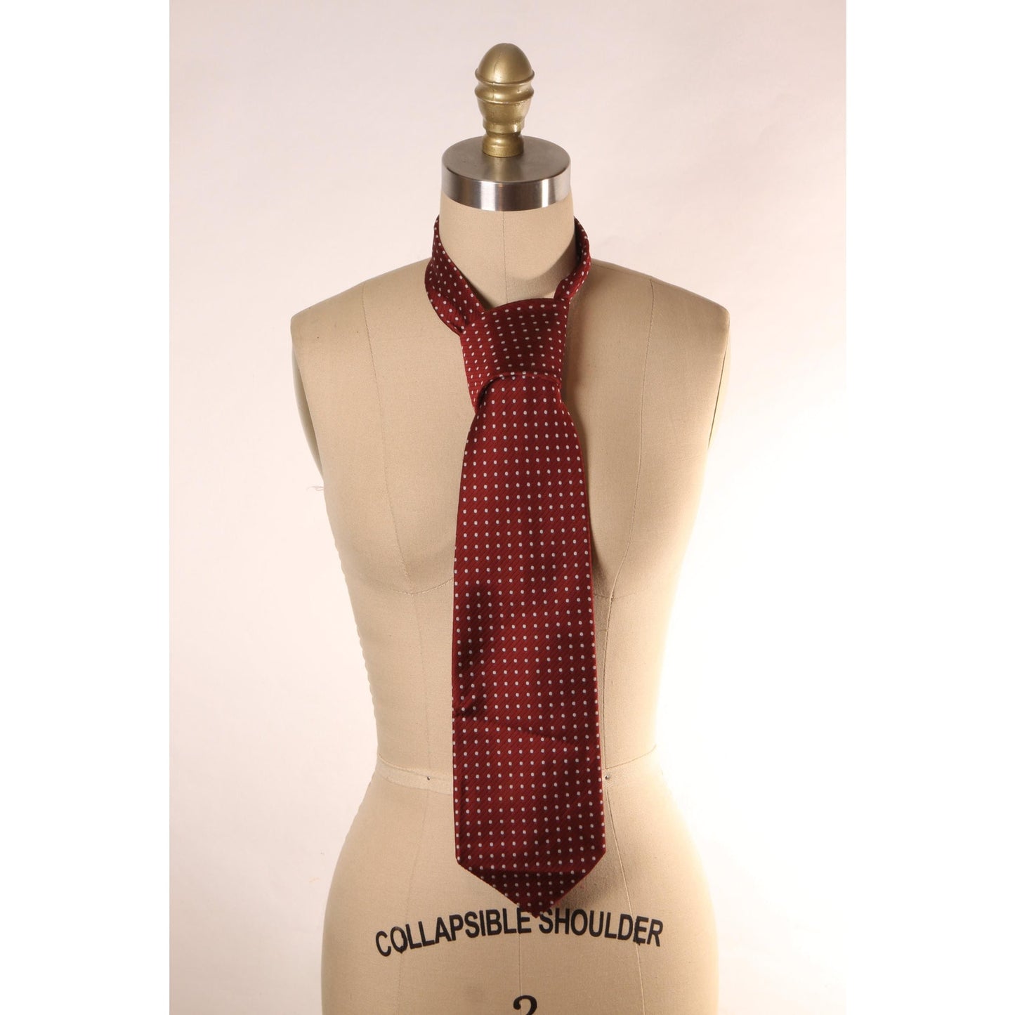 1970s Dark Red Burgundy Polka Dot Necktie Tie by Regal