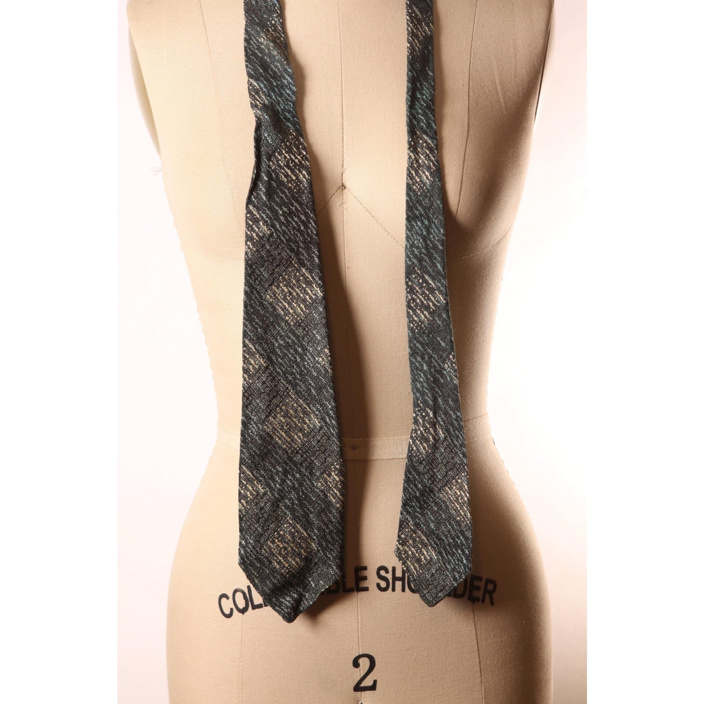 1950s Gray, Blue and White Plaid Print Necktie Tie by Nobility