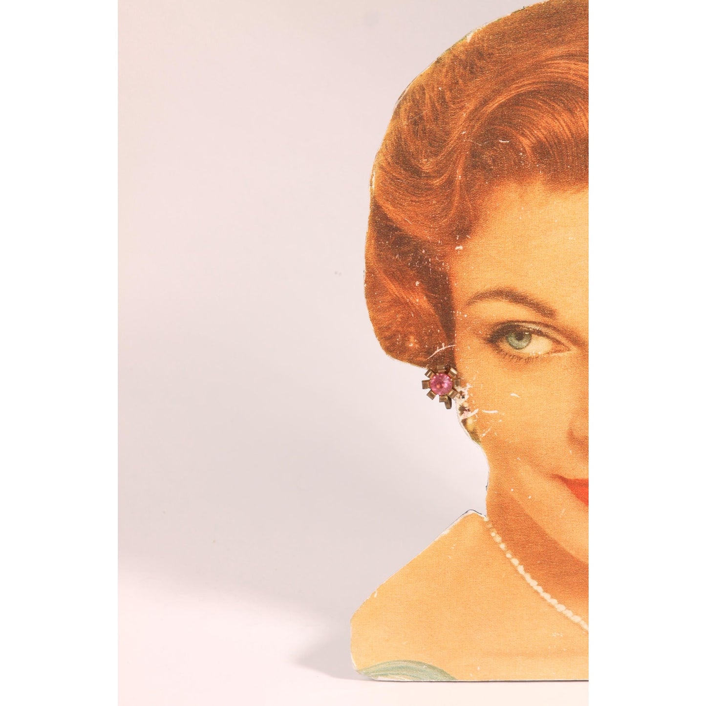 1950s Gold Tone Metal and Pink Rhinestone Floral Flower Screw Back Earrings