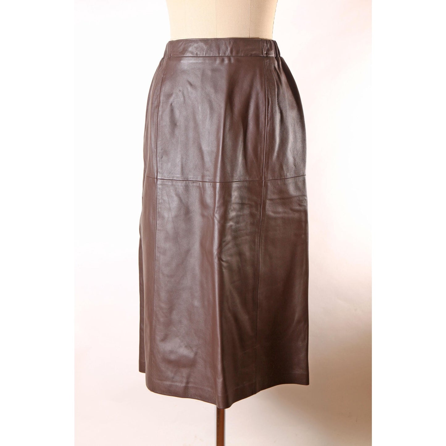 Deadstock Late 1970s Early 1980s Brown Leather Jacket with Matching Skirt Two Piece Skirt Suit by New England Sportswear -M-L