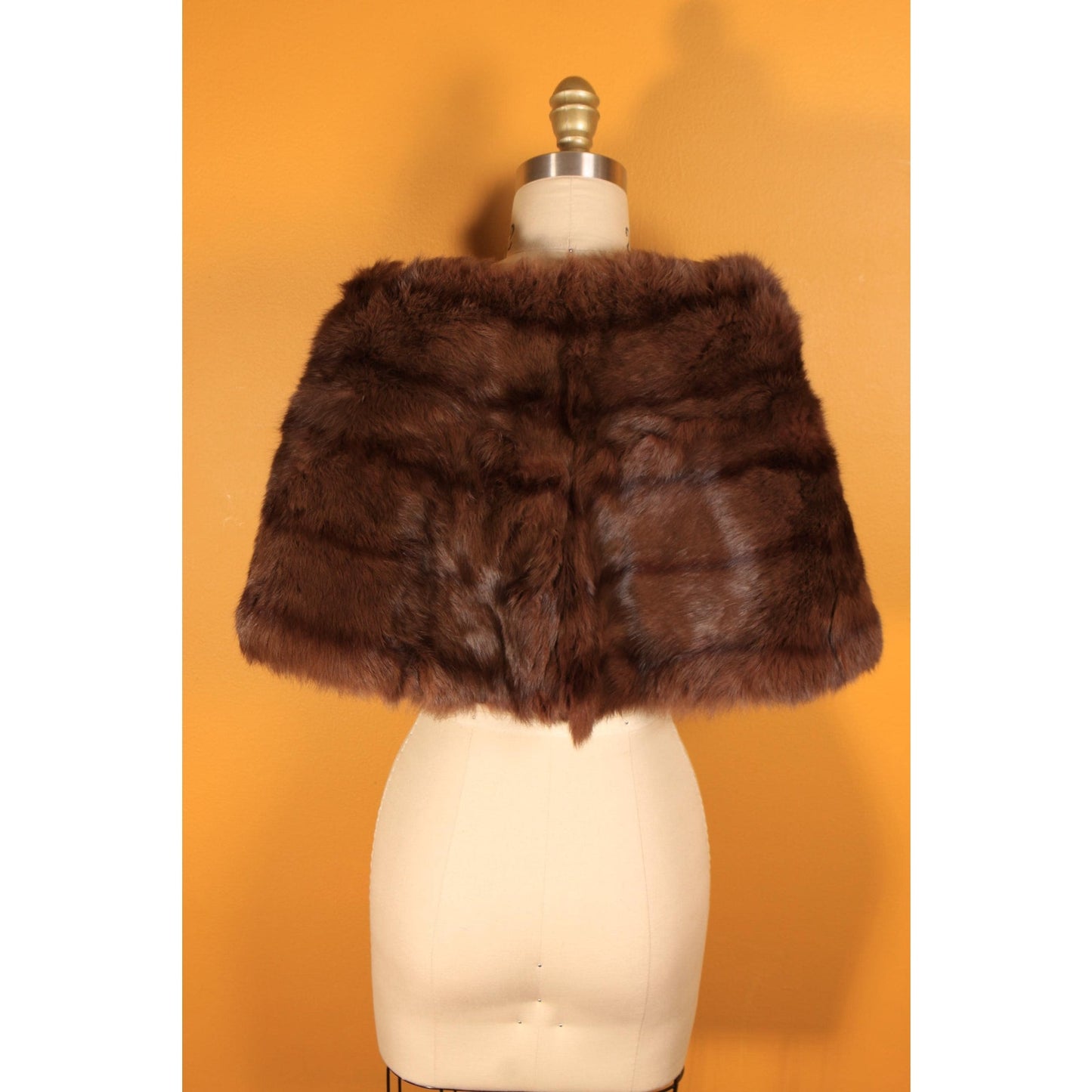 1950s Dyed Rabbit Fur Pom Pom Shrug Wrap