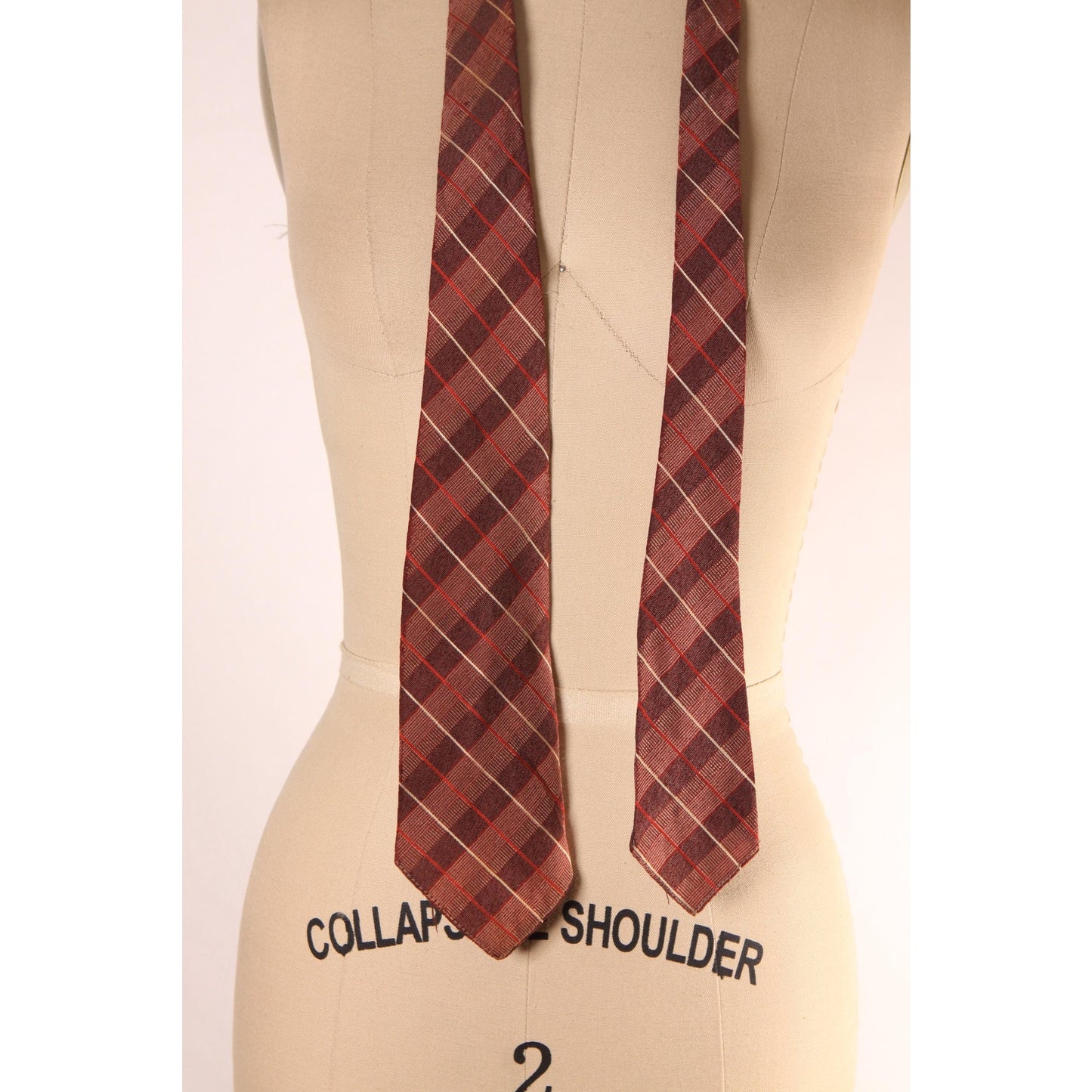 1950s Brown and Red Plaid Necktie Tie by Beau Brummell