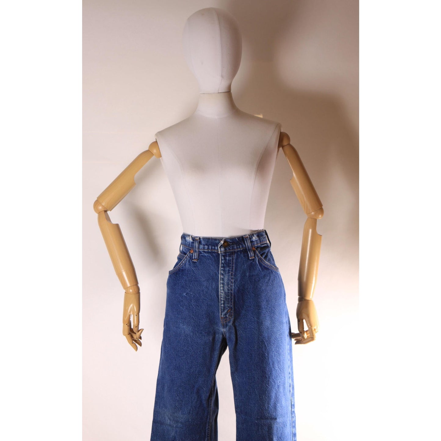 1980s Blue Denim 517 Mens Orange Tab Jeans by Levi's - 36x29