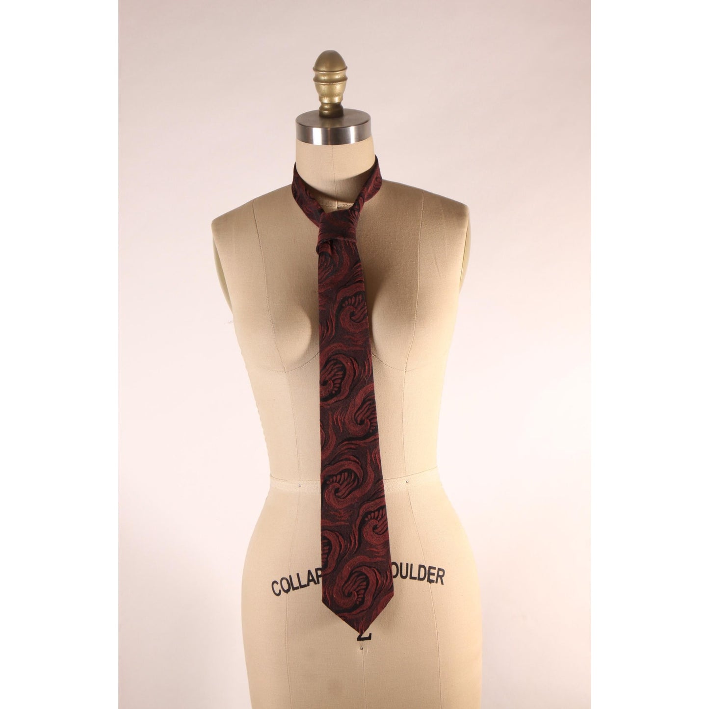 1970s Red and Black Swirl Abstract Wide Necktie Tie by Jonathan