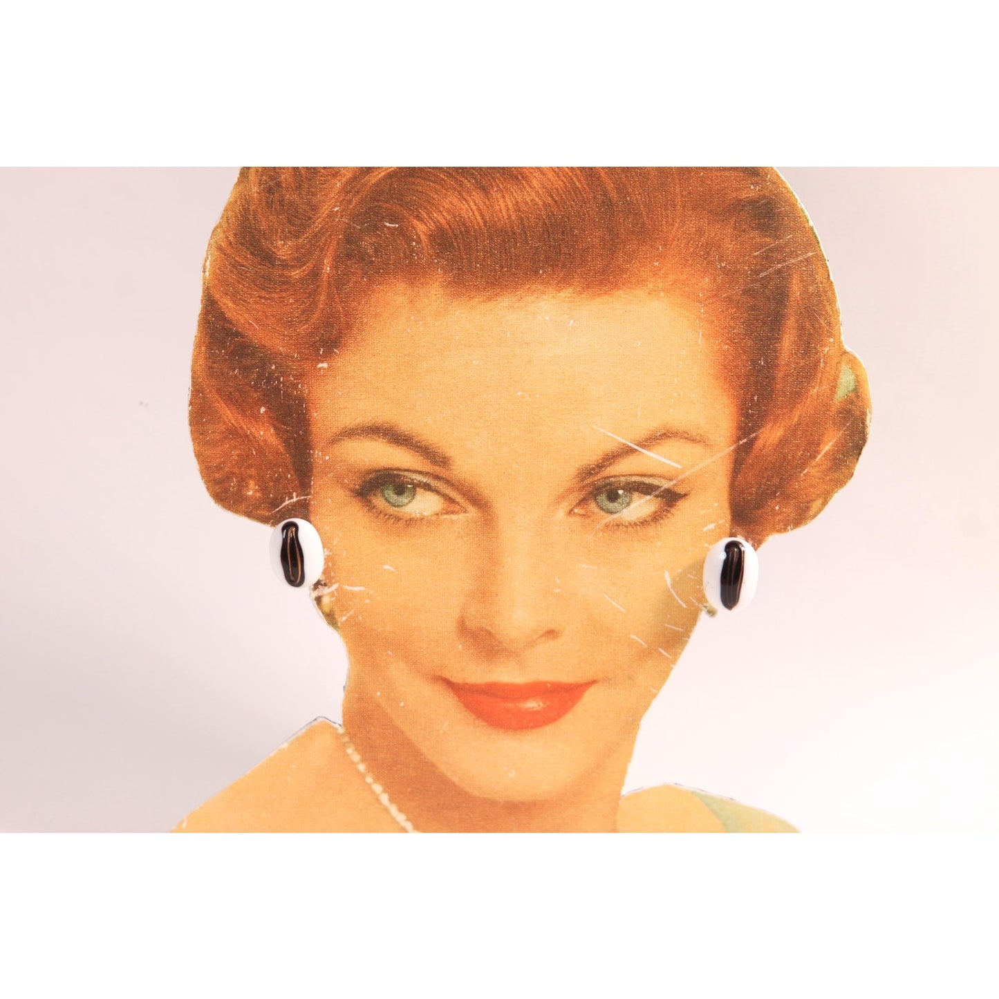 1950s White and Black Glass Beaded Screw Back Earrings
