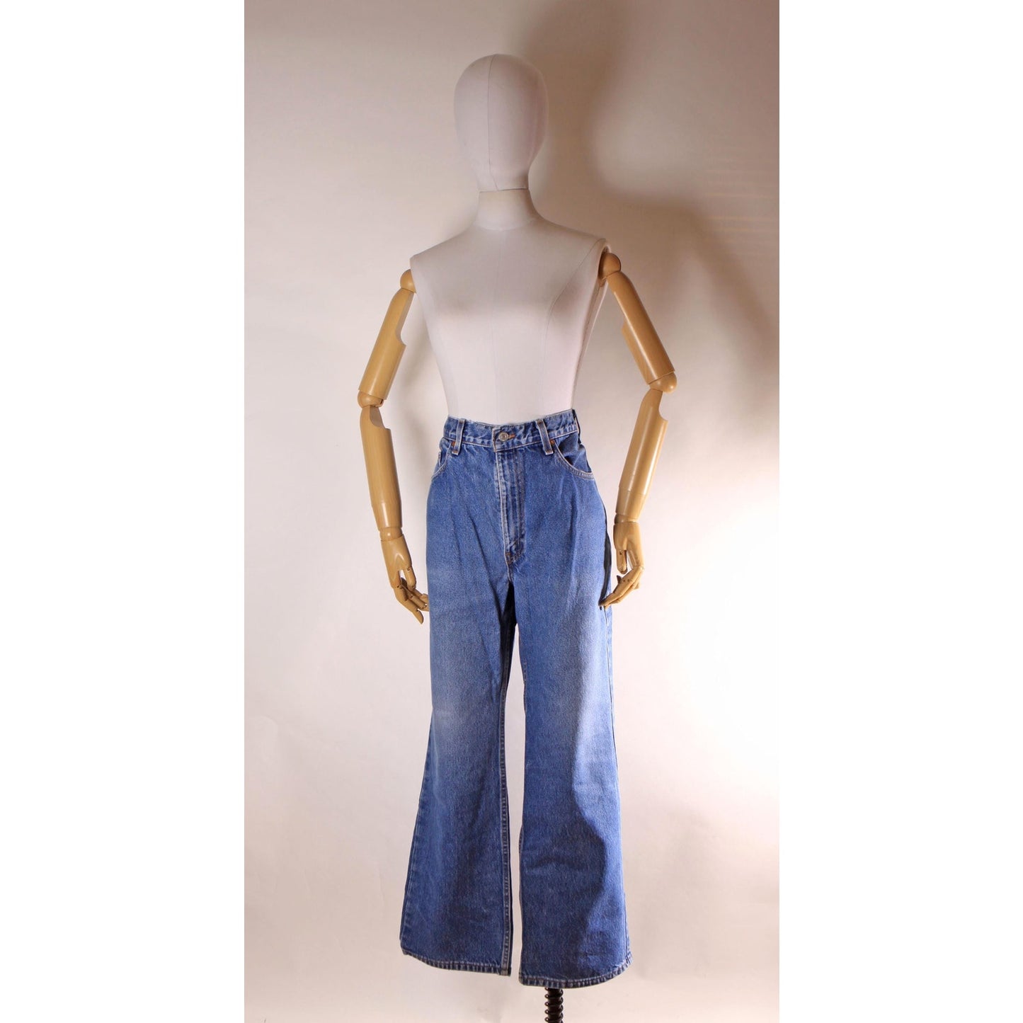 1990s Blue Denim Red Tab 517 Boot Cut Mens Jeans by Levi's- 38x30