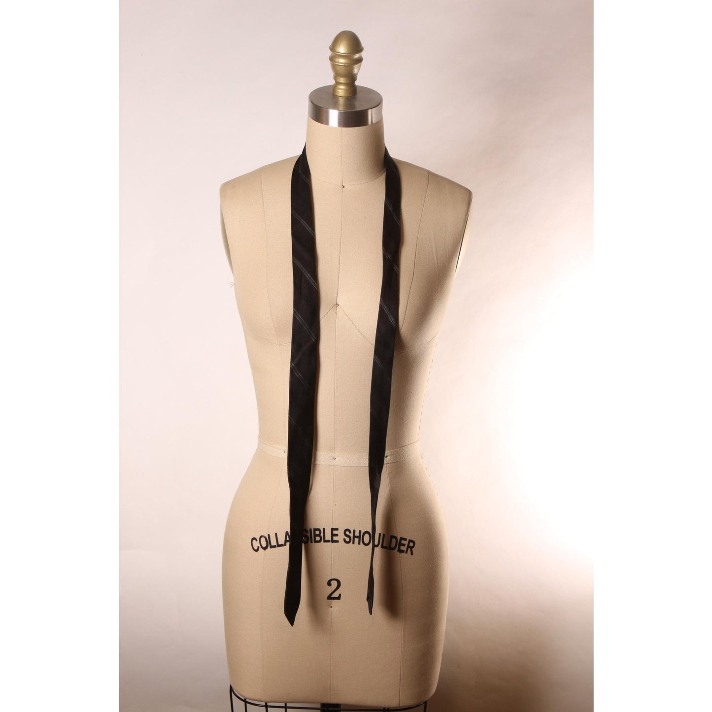 1950s Brown and Black Striped Skinny Necktie Tie