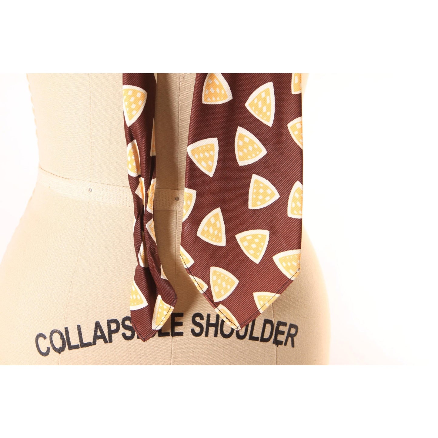 1950s Brown, Yellow and Cream Novelty Geometric Wide Necktie Tie by Wilson Brothers Duratwill