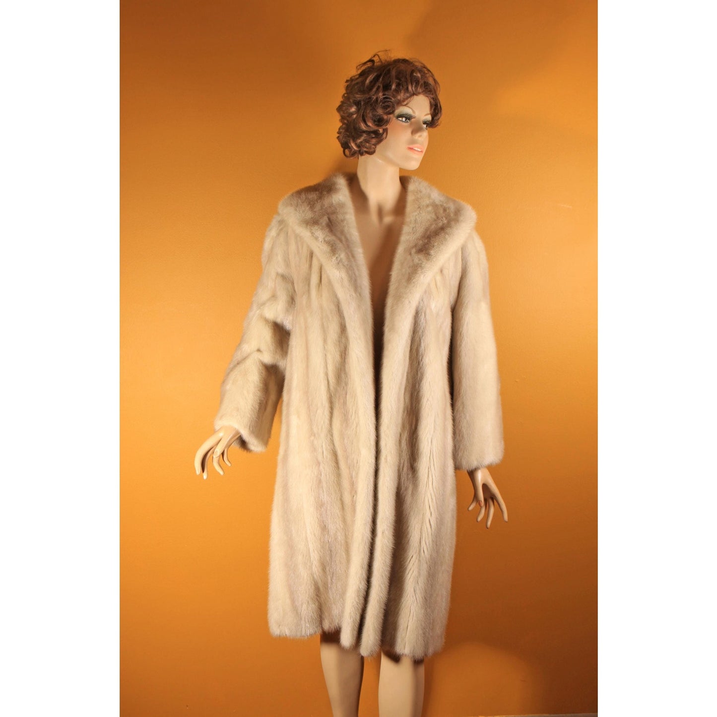 1950s Blonde Cream Off White Long Sleeve Mink Fur Coat by Irene of London -M-L