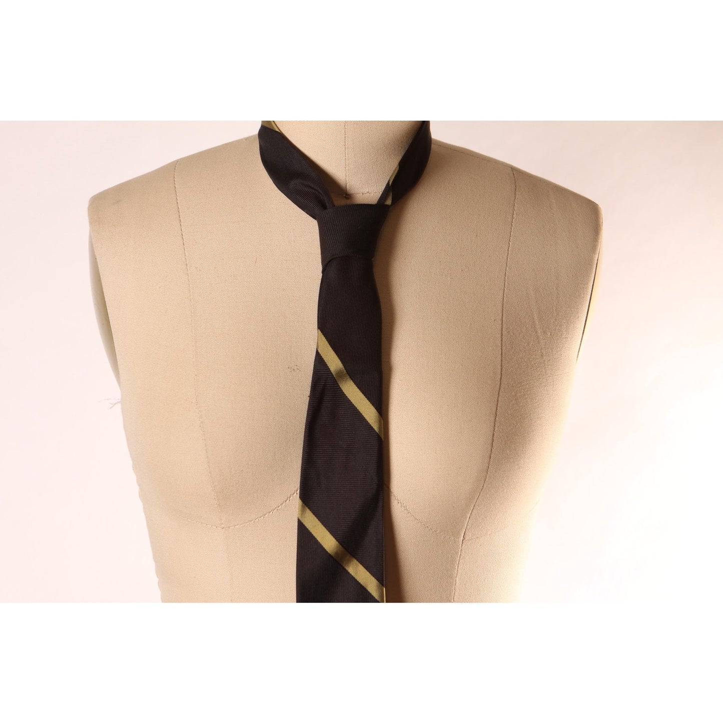 1960s Black and Green Striped Necktie Tie by Fashion Craft