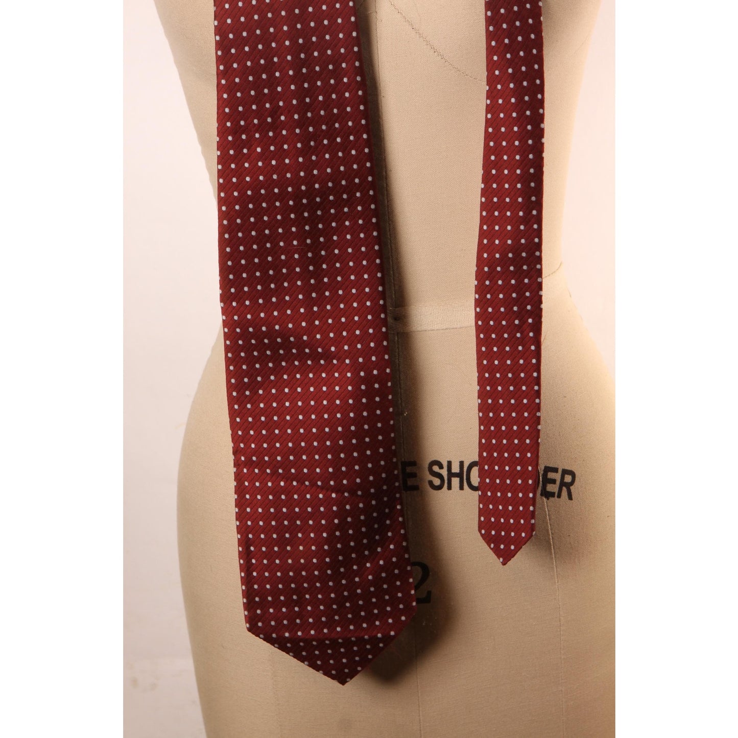 1970s Dark Red Burgundy Polka Dot Necktie Tie by Regal