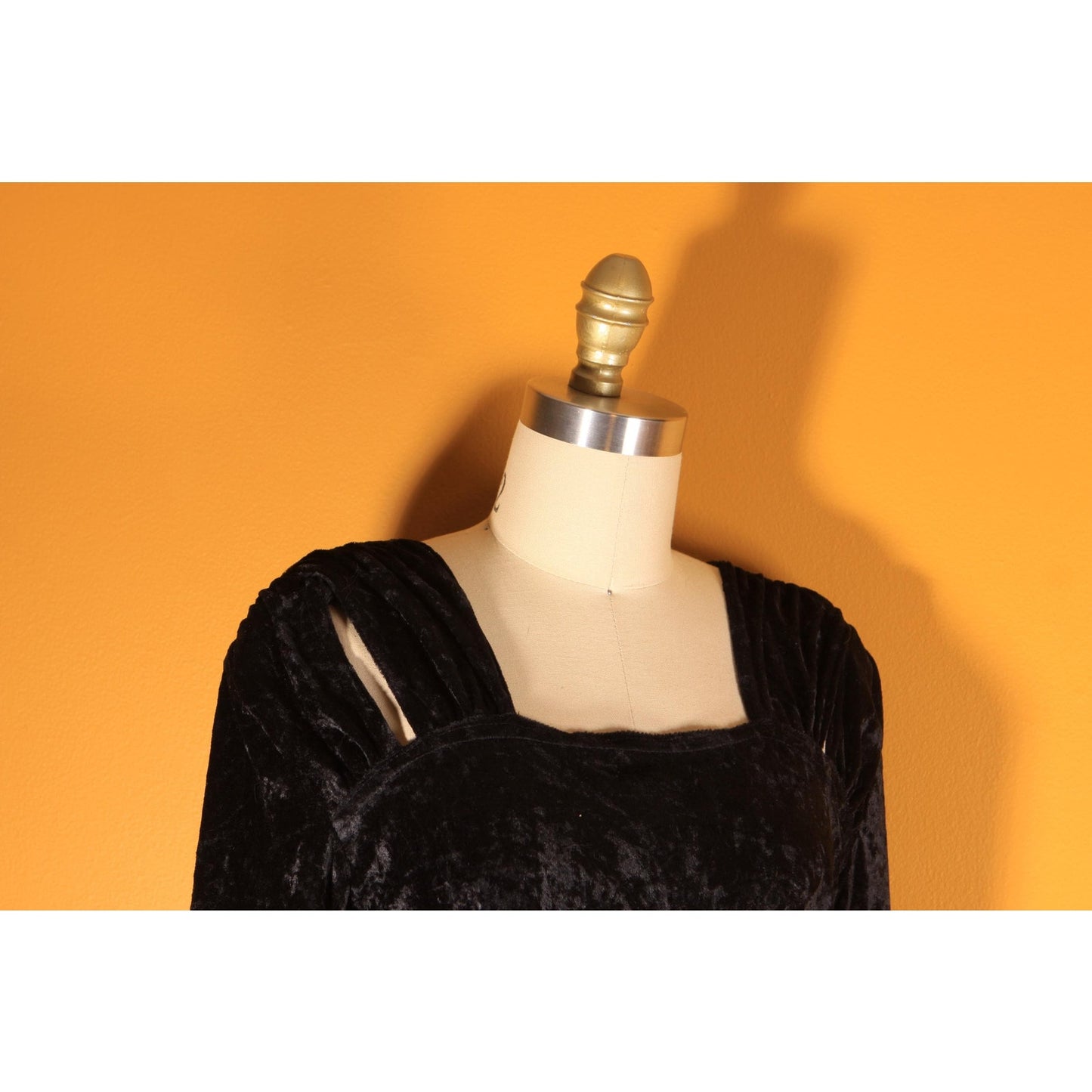 1990s Black Velvet Shoulder Detail Long Sleeve Blouse by Jeans Wear -M