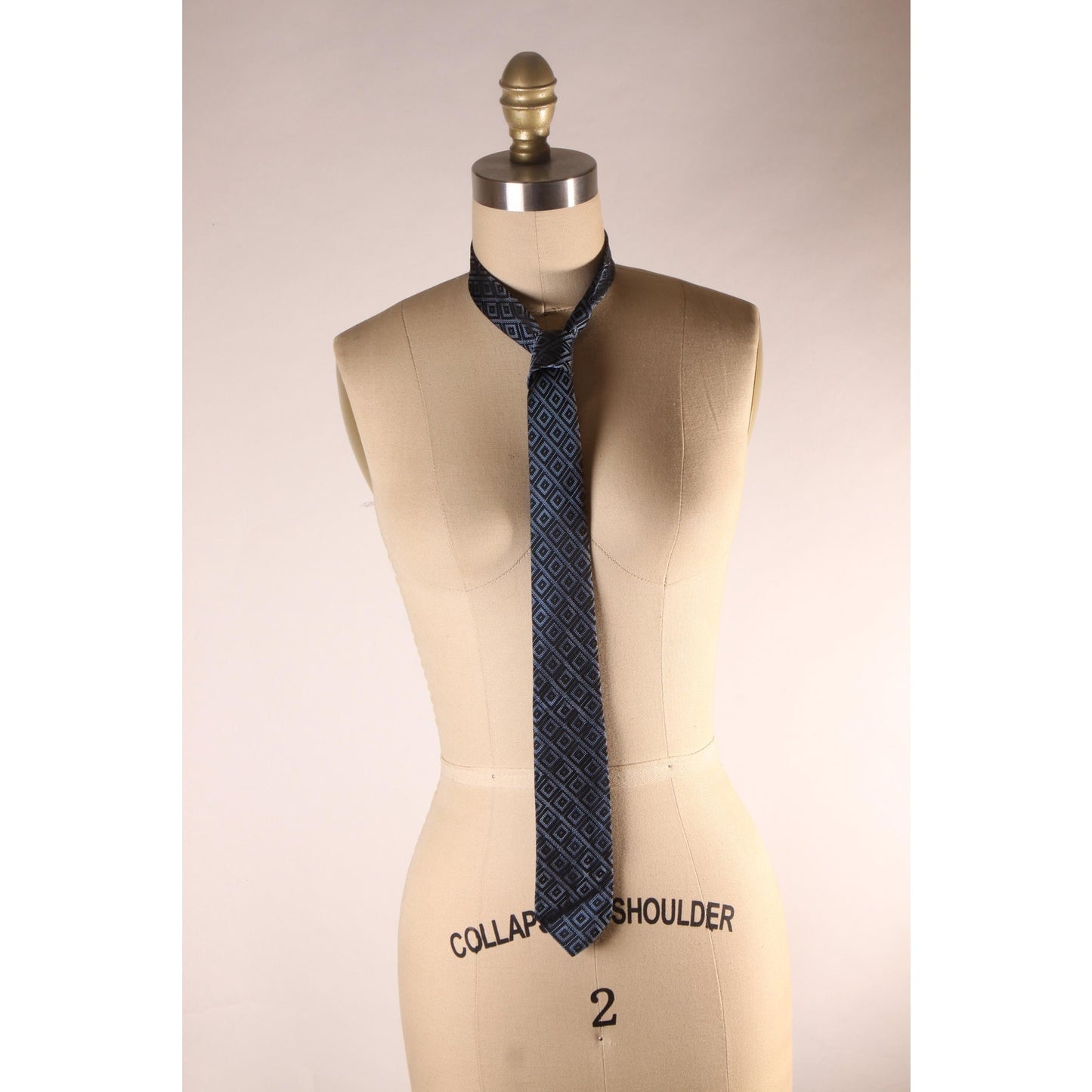 1970s Blue Geometric Necktie Tie