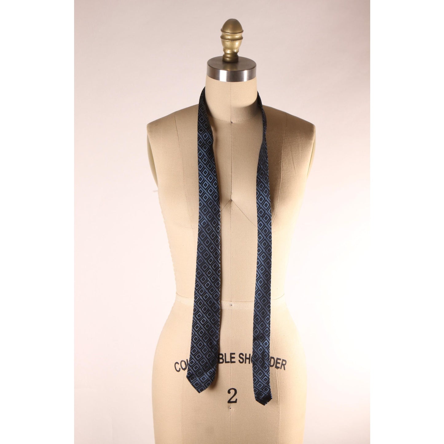 1970s Blue Geometric Necktie Tie
