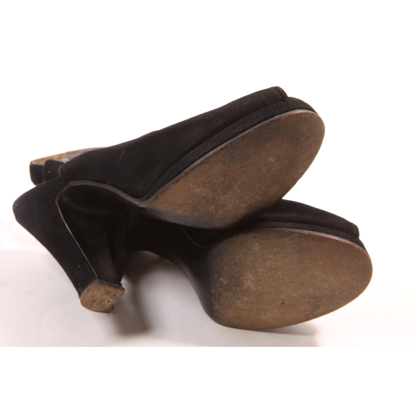 1940s Black Open Toe Slingback High Heel Pumps Shoes by I. Miller