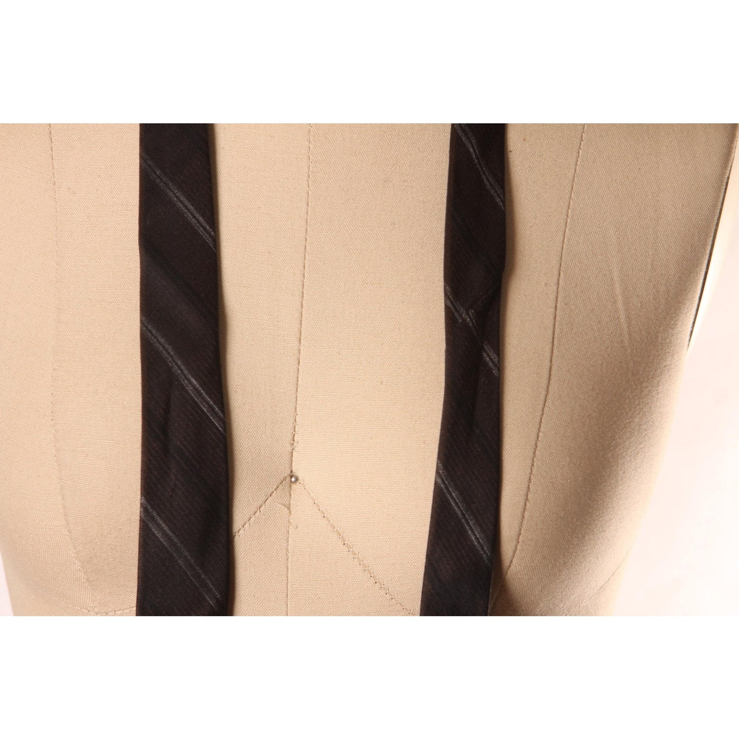 1950s Brown and Black Striped Skinny Necktie Tie