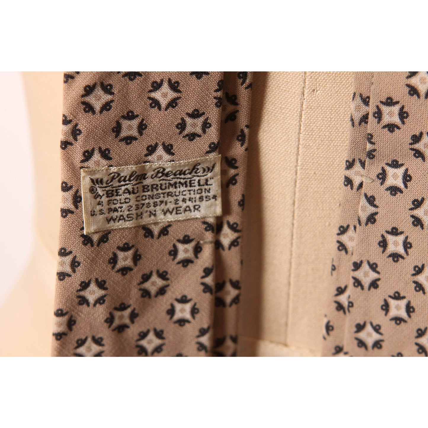 1950s Tan and Black Atomic Starburst Necktie Tie by Palm Beach by Beau Brummell