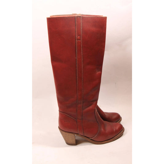 1970s Red Leather Knee High Boots Shoes by Dexter - 6 1/2 M