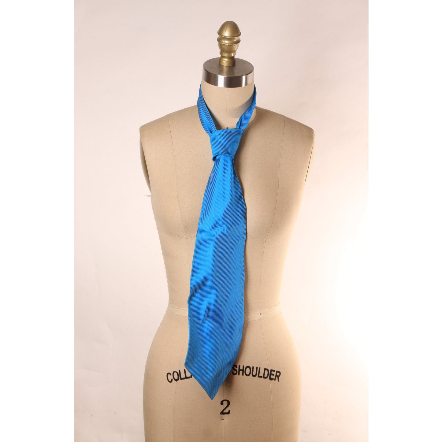 1970s Electric Blue Striped Acetate Wide Necktie Tie