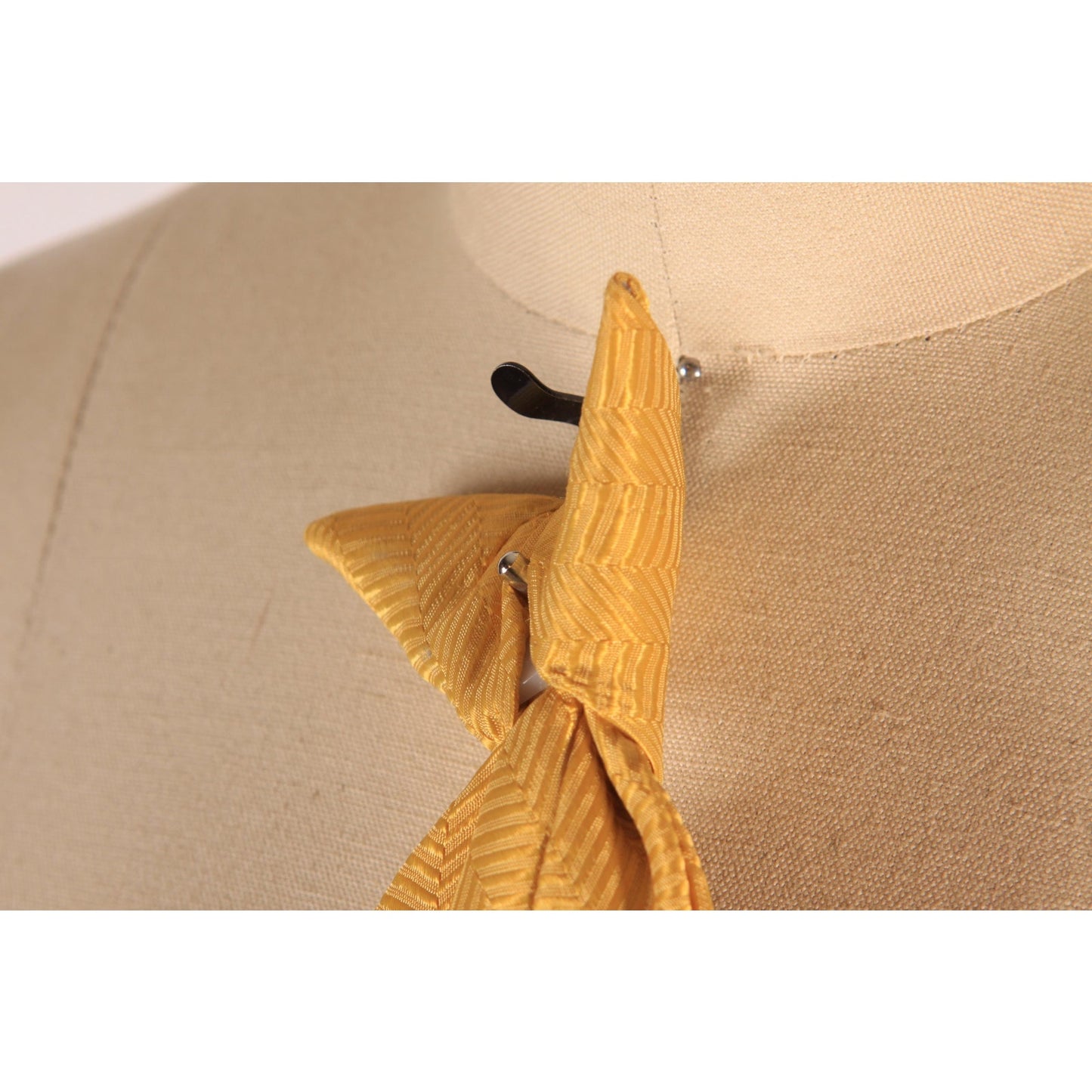 1960s Yellow Clip On Necktie Tie by Rhynecliffe
