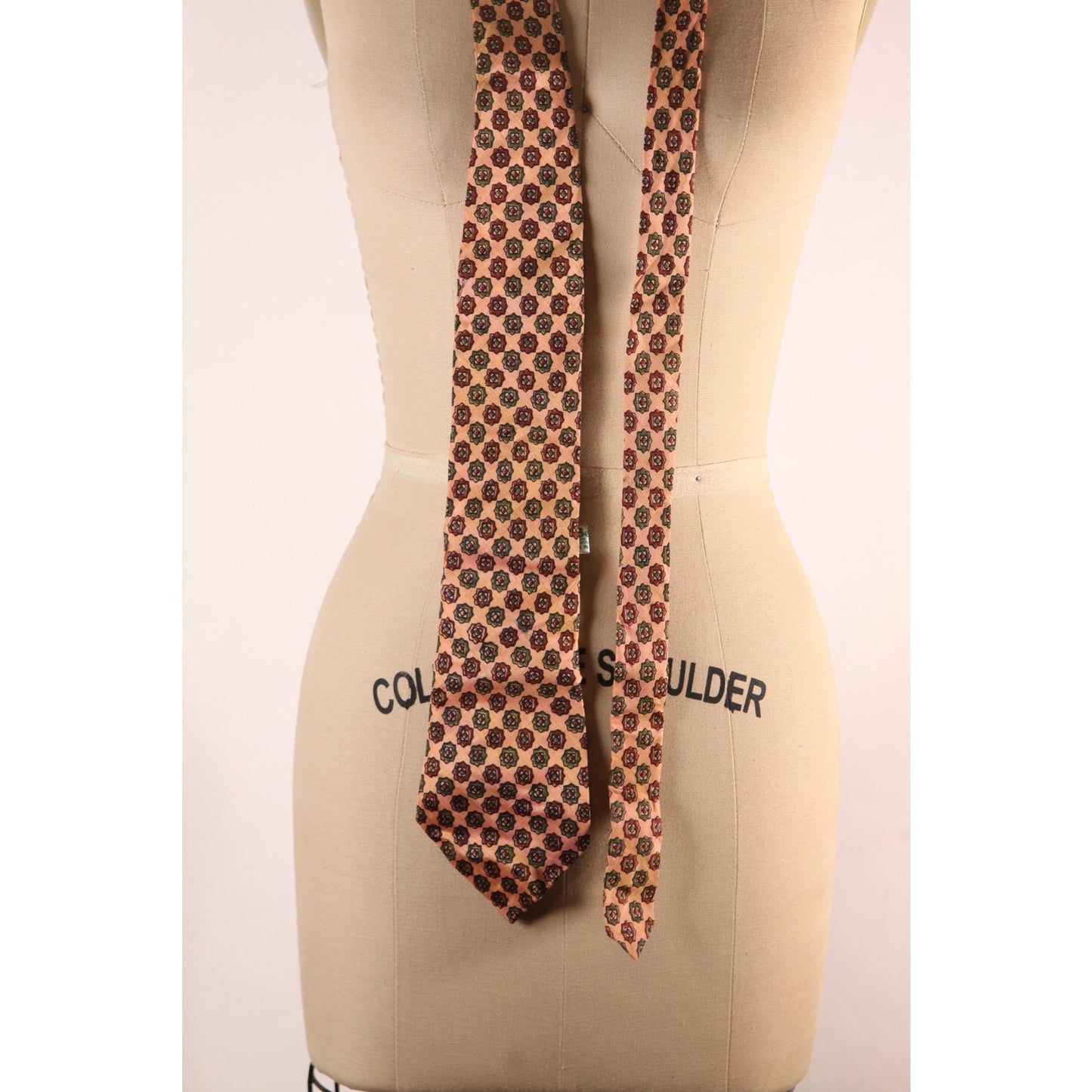 1970s Pink, Green and Red Print Necktie by Betty