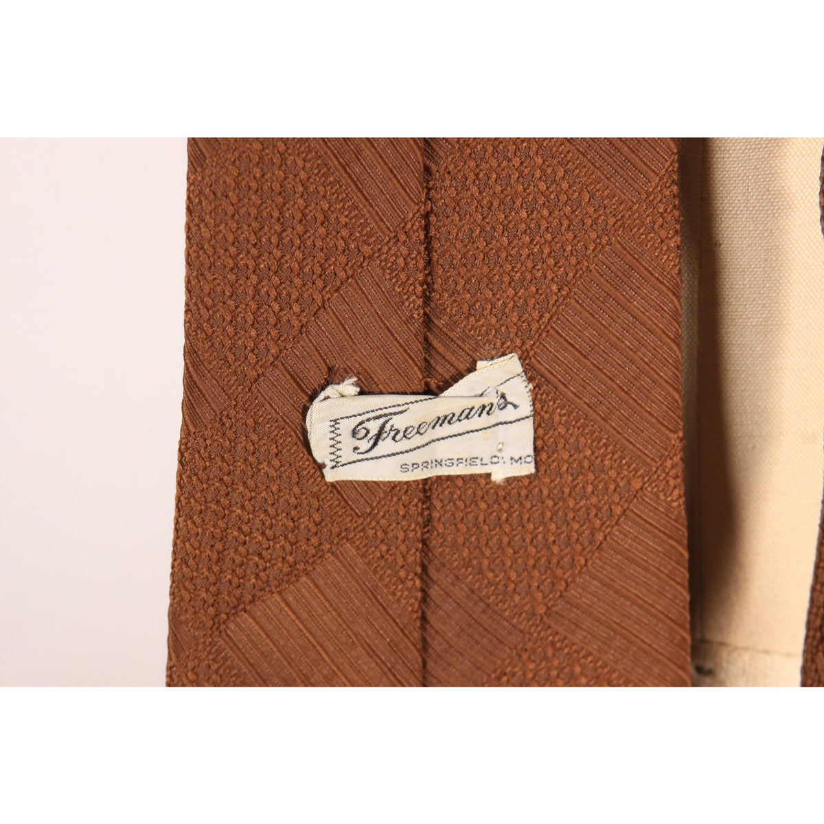 1970s Brown Checkerboard Patterned Wide Necktie Tie by Freeman’s