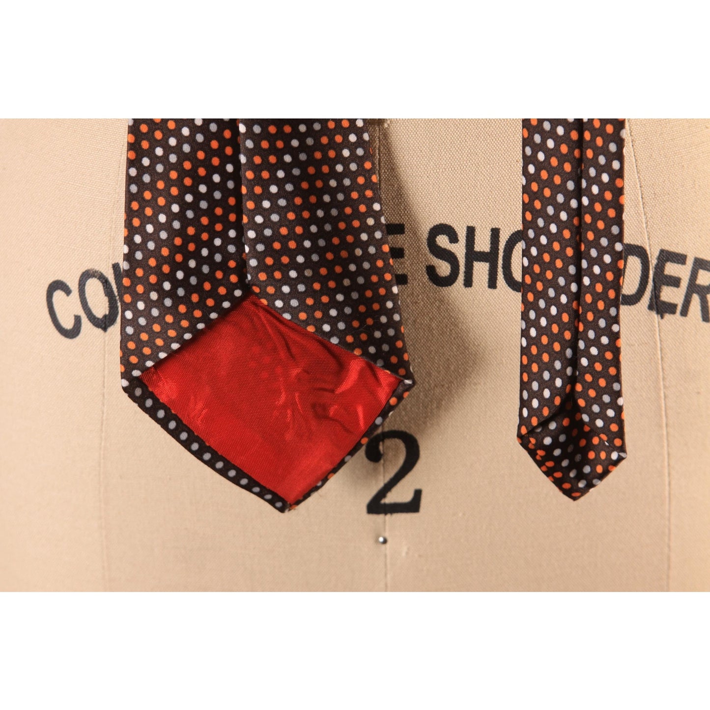 1970s Brown, Gray and Orange Polka Dot Necktie Tie