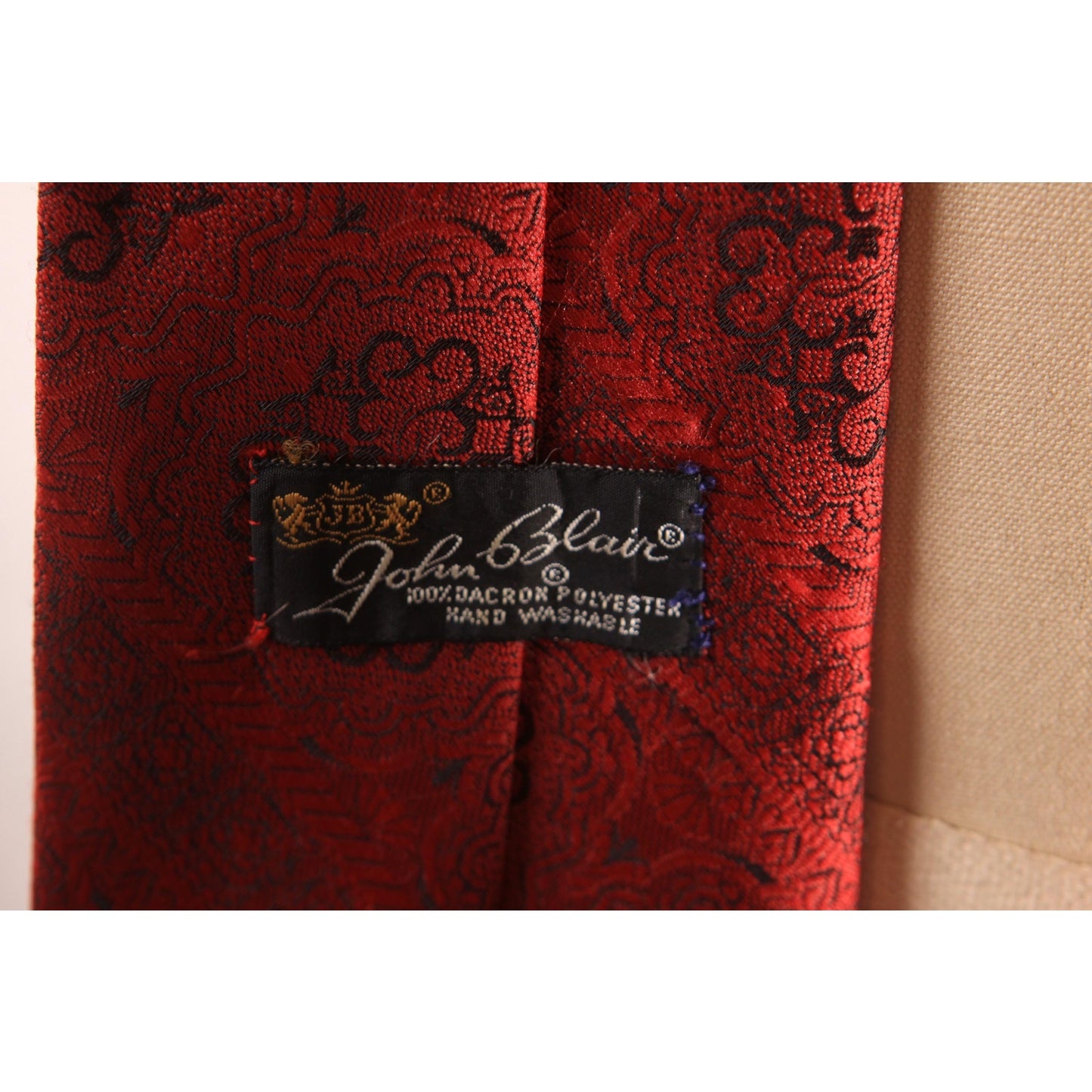 1970s Red and Black Swirl Pattern Wide Necktie Tie by John Blair