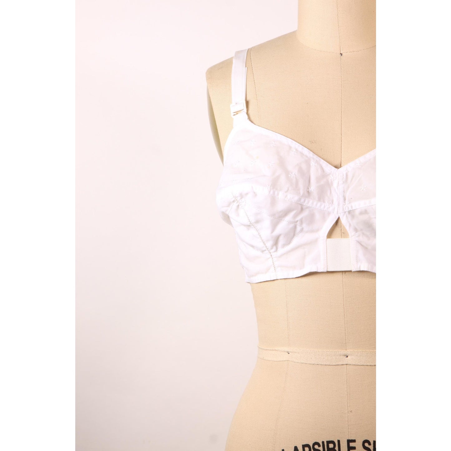 1970s Does 1950s White Floral Embroidery Open Bust Pin Up Style Bra by Gelmart-38B